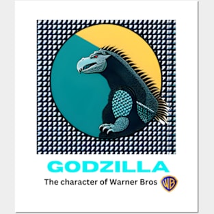 Godzilla funny Art geometric pattern retro abstract Posters and Art